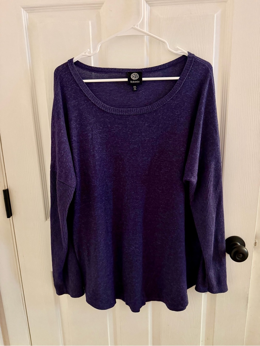 bobeau Deep Purple Scoop Neck Long Sleeve Knit Top women’s XXL